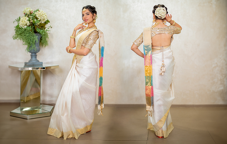 How To Wear Kerala’s Cultural Golden Border Saree