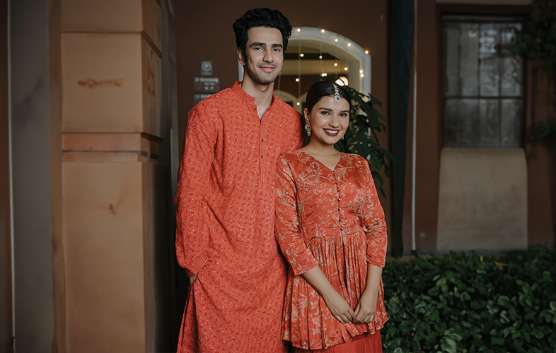 Men And Women Coordinating Outfits For Lohri Celebrations